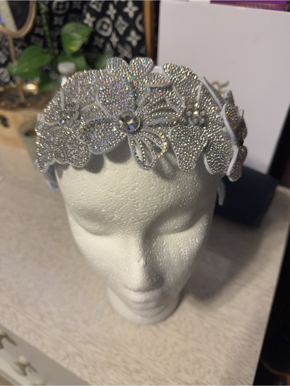 Silver Floral Crystal Headband - Women Accessories